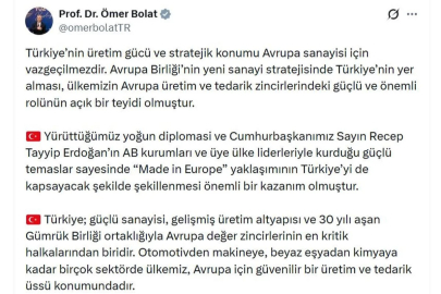 Ticaret Bakanı Bolat: Türkiye, Avrupa Üretim Zincirinde Kritik Rol Oynayacak