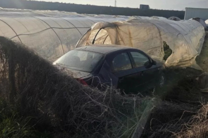 Bursa'da kontrolden çıkan otomobil seraya uçtu!
