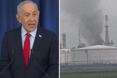 Netanyahu konuşurken, İran İsrail'in rafinelerini füzelerle vurdu
