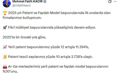 Bakan Kacır: Yerli patent başvurularımız 11 bin 394'e ulaştı