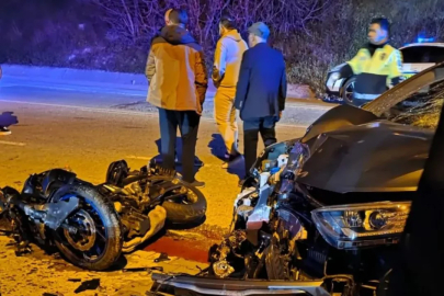 Bursa Gemlik'te feci kaza! Otomobil ile motosiklet kafa kafaya çarpıştı...