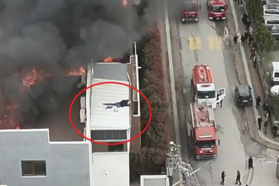 Metrelerce yüksekte itfaiye ekiplerini böyle bekledi...