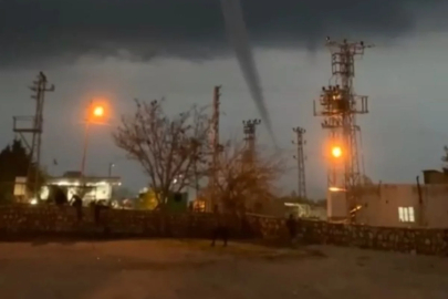 Mardin'de sağanak öncesi çıkan hortum kamerada