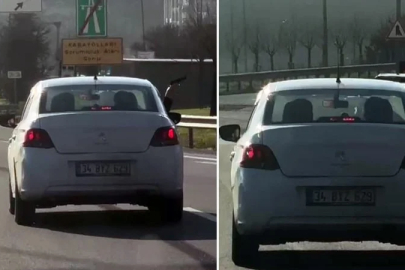 İstanbul trafiğinde "pes" dedirten anlar: Seyir halinde camdan çıkardığı silahı salladı
