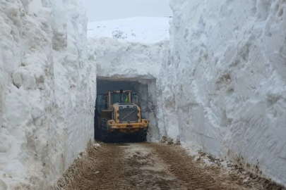 Hakkari'de üs bölgelerinin yolunda zorlu karla mücadele çalışması