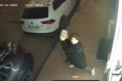 İstanbul'da bir kadın iş yerinin camlarını kaldırım taşıyla tuz buz etti