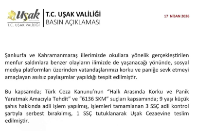 Uşak'ta asılsız paylaşımlara yönelik 1 şüpheli tutuklandı