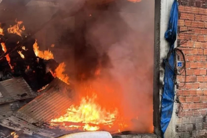 Alev alev yanan samanlık küle döndü