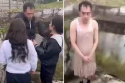 Genç kızı taciz eden adamı darbedip kadın kıyafeti giydirdiler