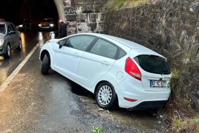 Tünelde kontrolden çıktı, duvara çarptı