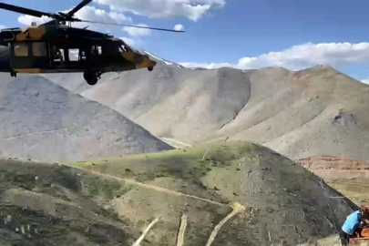 Dağda helikopter destekli kurtarma operasyonu