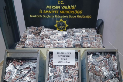 Mersin'de 111 bin 700 sentetik ecza hapı ele geçirildi