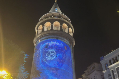Galata Kulesi'nde Sıfır Atık Haftası nedeniyle ışık gösterisi gerçekleştirildi