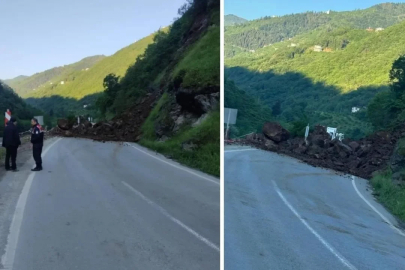 Trabzon-Bayburt kara yolunda heyelan! Ulaşım sağlanamıyor