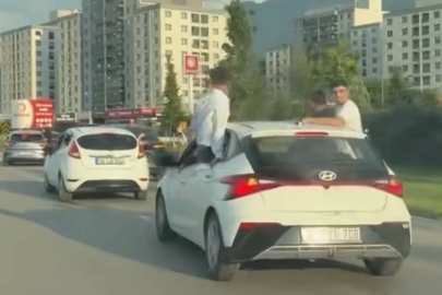 Bursa'da düğün konvoyunda tehlikeli anlar!