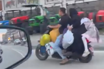Bursa'da scooter üzerindeki aile yürekleri ağza getirdi