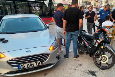 Mudanya'da korkutan kaza: Motosiklet otomobille çarpıştı