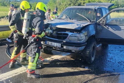 TEM Otoyolu'nda cip alevler içinde kaldı