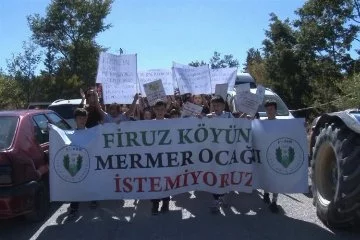 Bursa'da mermer ocağına karşı köy sakinleri eylem yaptı