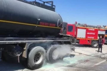 Tehlikeli madde taşıyan tankerde yangın çıktı!